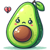 Kawaii Cute Avocado Sad Lose Seed Cartoon
