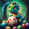 Cute Dinosaur Red Eyes Easter
