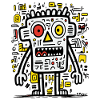 Abstract Funny Pop Art -- Monster