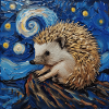 igel, tier, van gogh, sternennacht