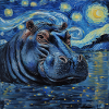 Hippopotamus, Hippo, Animal, Van Gogh