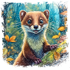 Close-up of a funny marten comic-style