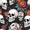 Skull and Flowers
