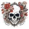 Skull and Flowers