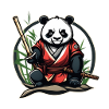 Panda Samouraï dans son jardin
