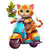 Cat Rides Scooter