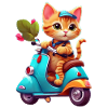 Cat Rides Scooter