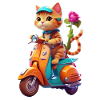 Katze fährt Roller