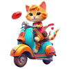 Cat Rides Scooter