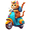 Cat Rides Scooter