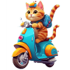Katze fährt Roller