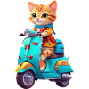 Cat Rides Scooter