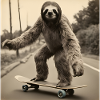 Sloth / Animal / Photo / Funny / Skateboarding