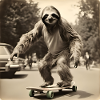 Sloth / Animal / Photo / Funny / Skateboarding