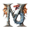 Letter "M" in dragon design.