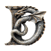 Letter "D" in dragon design.