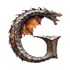 Letter "G" in dragon design.