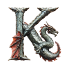 Letter "K" in dragon design.