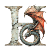 Letter "H" in dragon design.