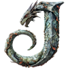 Letter "J" in dragon design.