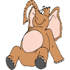 A laughing elephant with a pink belly.