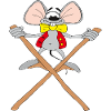 Eine Maus spielt mit Stelzen