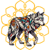 Tribal Wolf in Golden Mandala