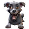 Grinning Grey Pup Adventure