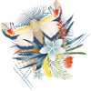 rare butterfly with exotic flowers