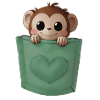 Little Monkey in PocketHeart Green