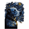 Pitbull Dog Starry Night