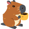 Capybara drinks coffee