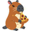 Capybara with pizza
