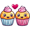 Cupcake Couple Love Heart Funny