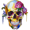 Totenkopf mit bunten Blumen