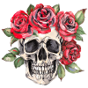 Skull with red roses