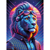 Neon Cyber Lion with Sunglasses