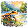 Cute young fire salamander