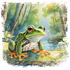 Niedlicher junger Frosch im Kinderbuchstil