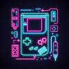 Neon Retro Spielkonsole Outline