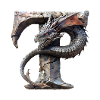 Letter "T" in dragon design.