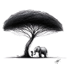 Little Girl Tree Elephant