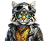 KATZE LEDERJACKE BRILLE