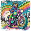 Berge im psychedelischem Biker-Rausch