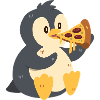 Penguin with pizza