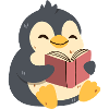 Penguin reading a book