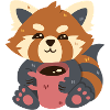 Red panda with coffee