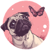 Pug and Butterfly