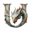 Letter "U" in dragon design.