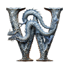 Letter "W" in dragon design.